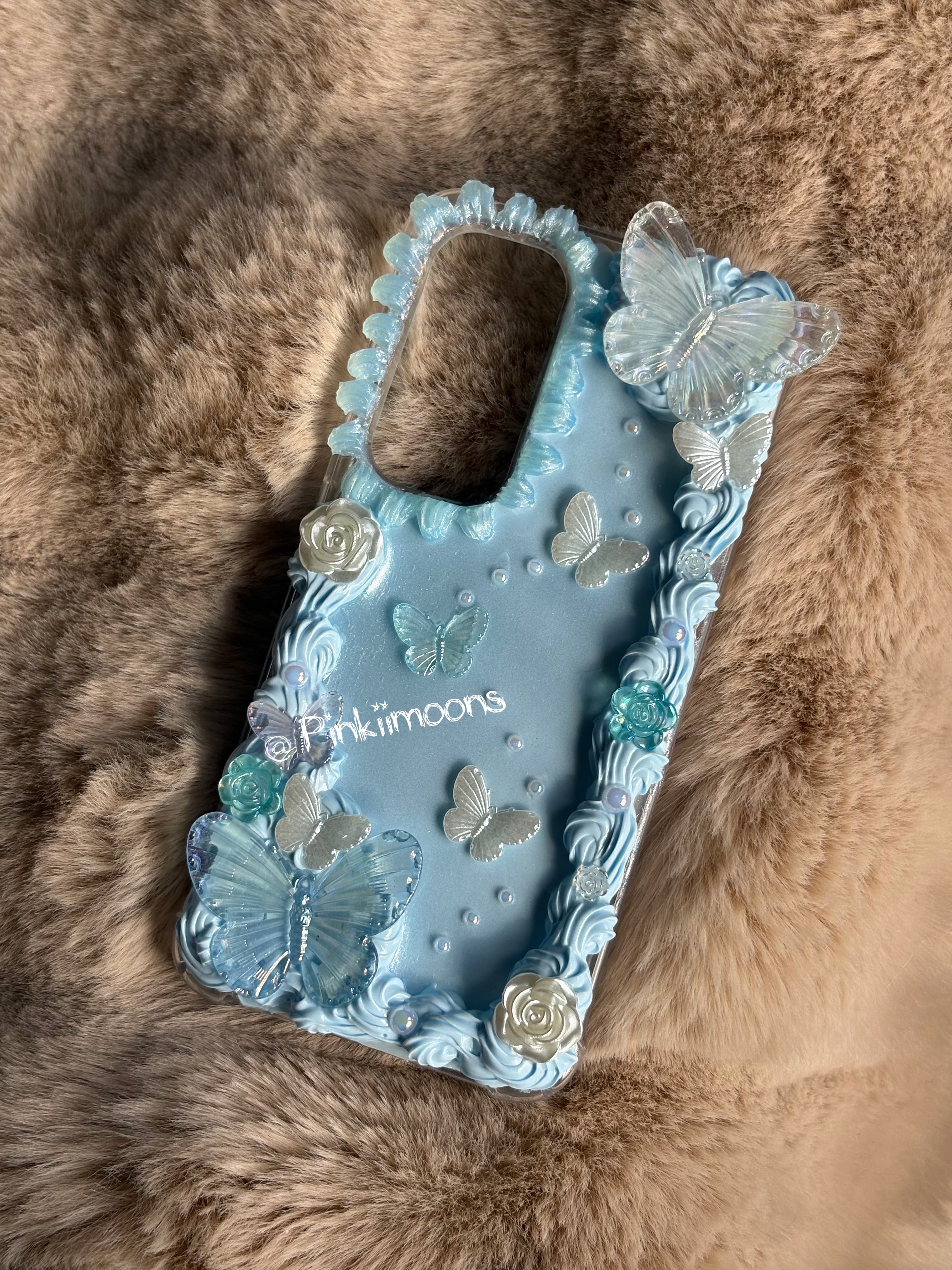 Blue butterflies handmade phonecase