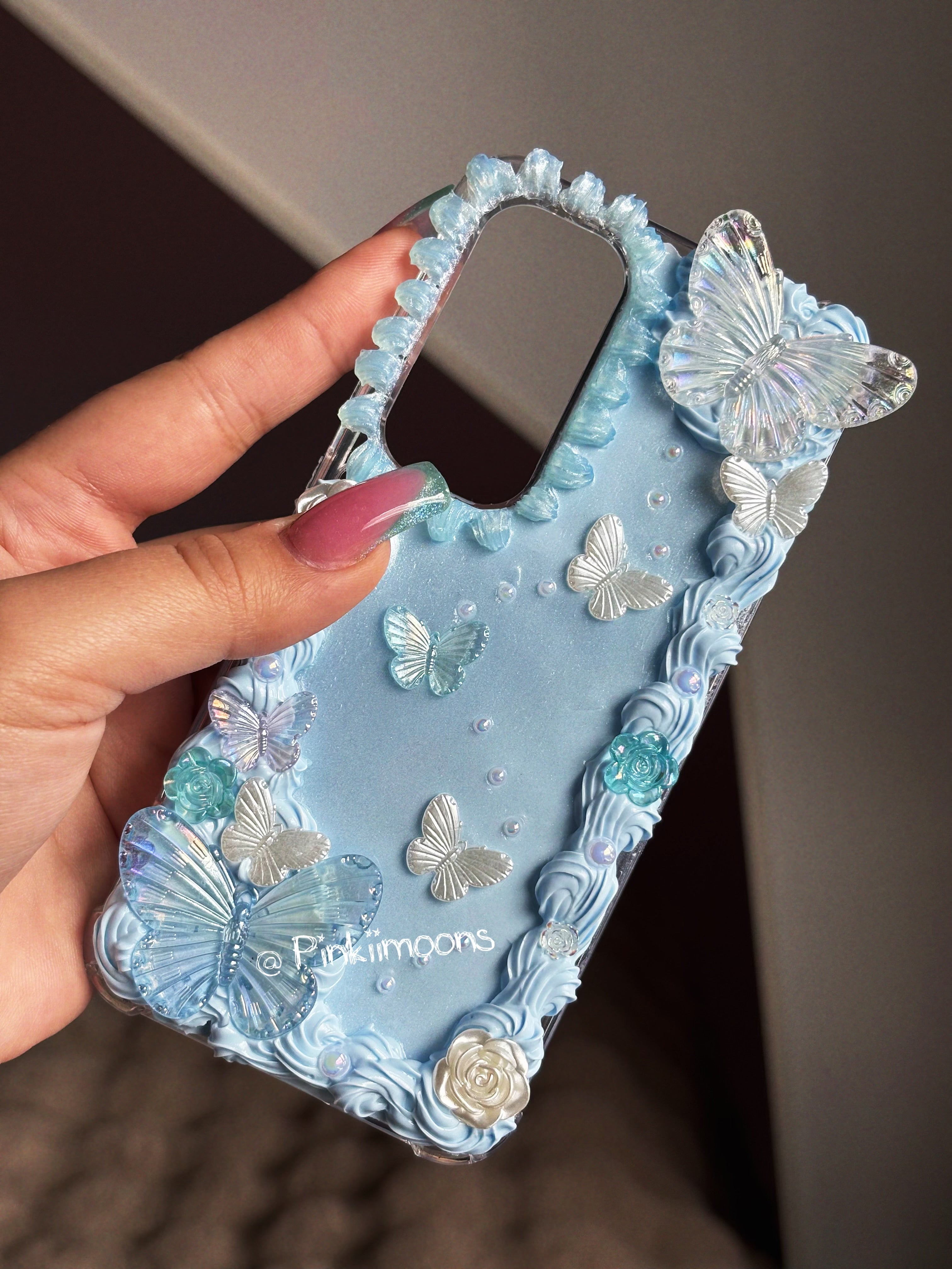 Blue butterflies handmade phonecase